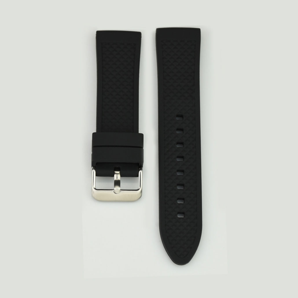 WR002 Black Silicone Rubber Watch Strap