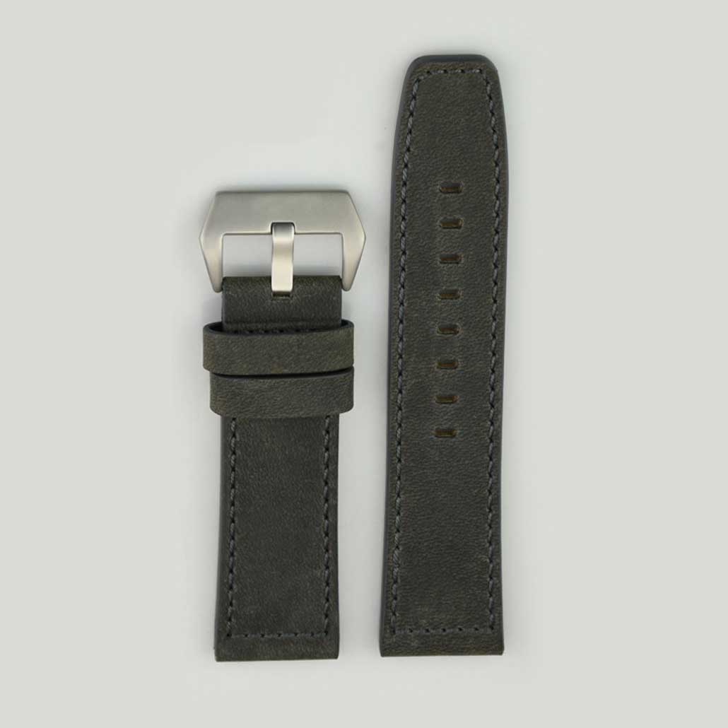 Grey Leather Men's Watch Strap