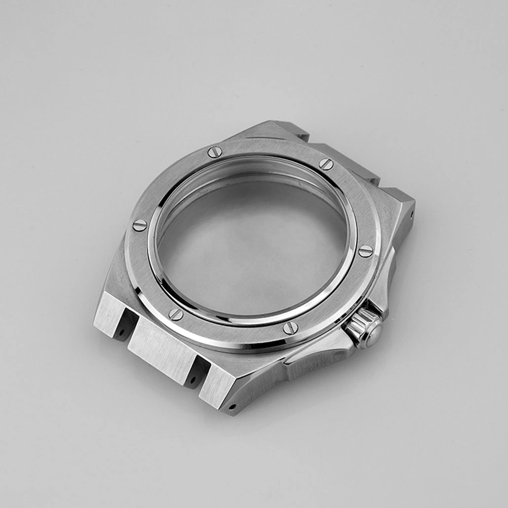 Round Stainless-Steel Watch Case with Screw Detail