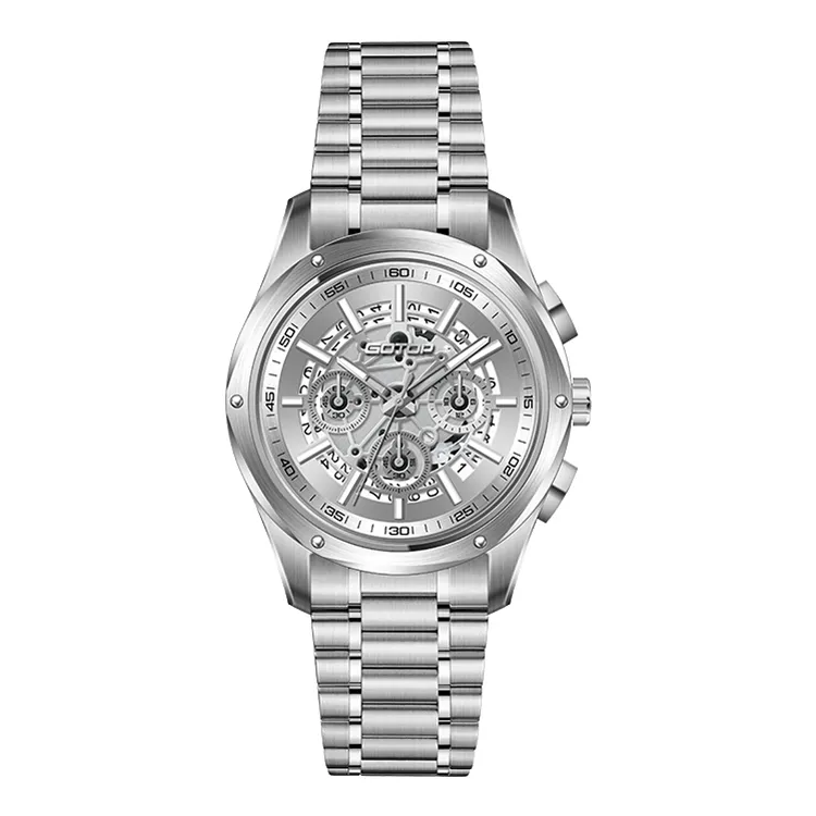 Men’s Skeleton Chronograph Watch Luxury Sports Watches Sapphire Crystal 43mm Stainless Steel