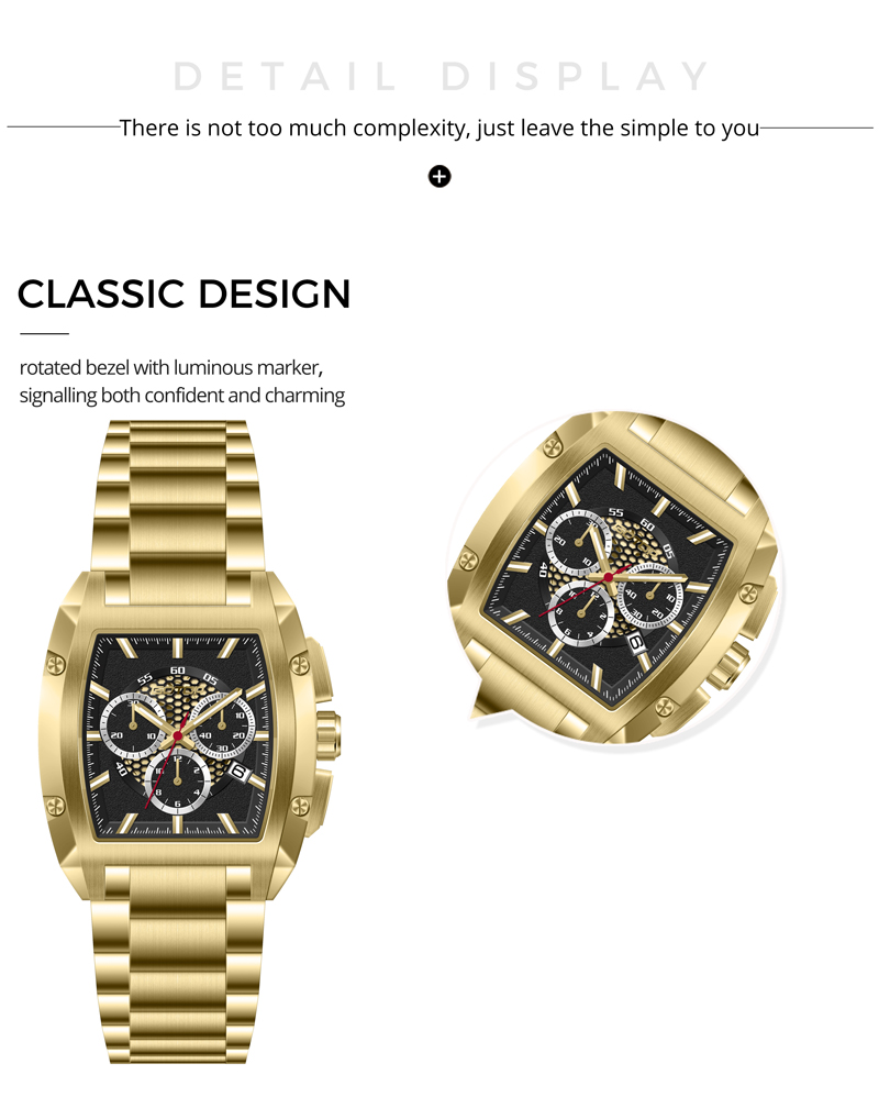 Detail of SS1153 Luxury Chronograph Men’s Watch with Luminous Skeleton Dial Sports 316L Case OEM