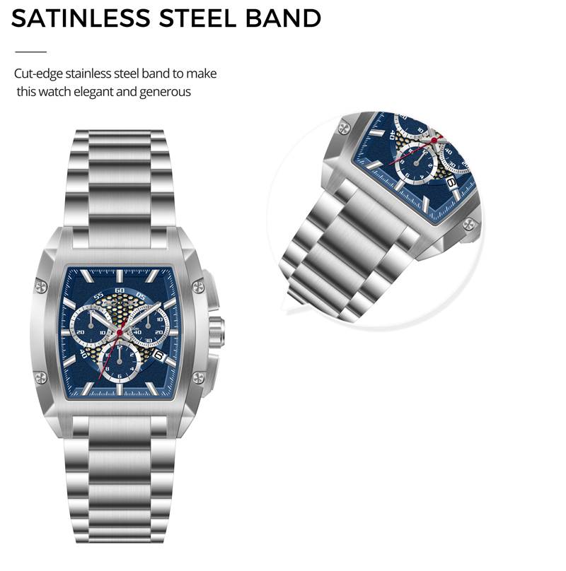 Detail of SS1153 Luxury Chronograph Men’s Watch with Luminous Skeleton Dial Sports 316L Case OEM