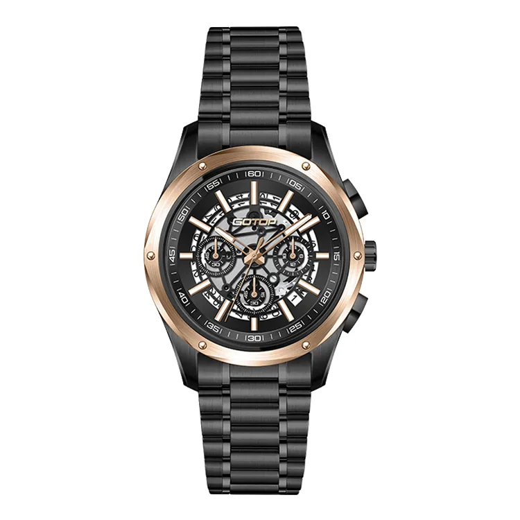 Men’s Skeleton Chronograph Watch Luxury Sports Watches Sapphire Crystal 43mm Stainless Steel