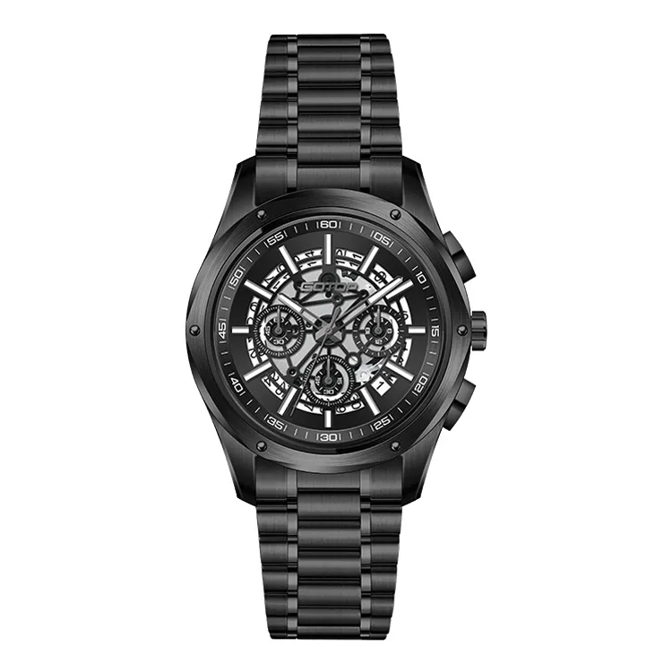 Men’s Skeleton Chronograph Watch Luxury Sports Watches Sapphire Crystal 43mm Stainless Steel