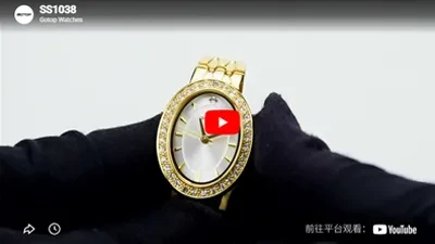 Stainless Steel Lady Diamond Watches Custom Oval shape Sunray Dial Quartz Watches-SS1038