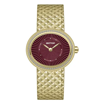 Minimalist Women’s Mesh Watch with Color Dial Stone Setting Elegant Fashion Style