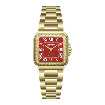 Stylish & Colorful Square Ladies' Watch with Ice Pattern Dial